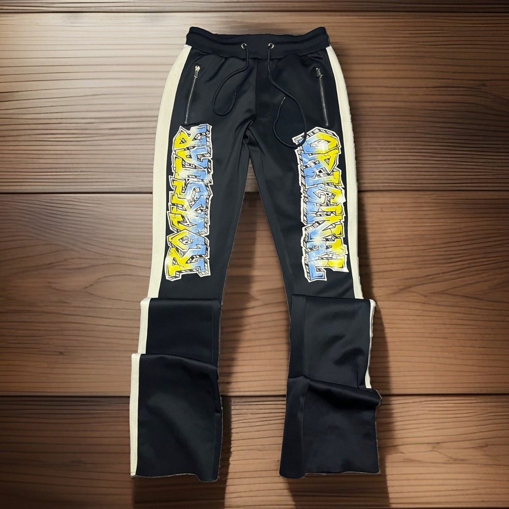 Rockstar Original y2k Baggy SMALL Jogger Sweatpants  Navy Blue & White Pants